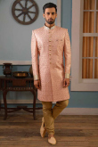 Designer Dupion Silk Sherwani In Pale Pink Colour