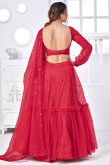 Designer Fancy Net Embroidered Lehenga In Red