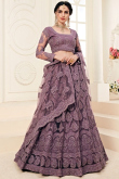 Designer Net Lehenga Choli in Mauve Color