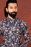 Men Kurta Pajama in Dupion Silk White with Printed for Wedding 