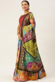 Digital print Multi Color Silk A-Line Style Lehenga