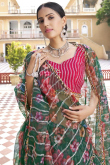 Digital Print Organza Bottle Green Lehenga