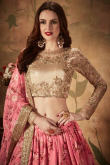 Digital Print Organza Pink Wedding Lehenga