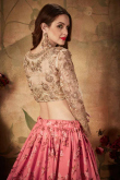 Digital Print Organza Pink Wedding Lehenga
