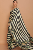Digital Print Printed Satin Off White Saree