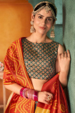 Digital Print Silk Army Green Lehenga