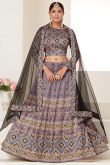 Digital Print Silk Dusty Purple Lehenga