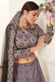 Digital Print Silk Dusty Purple Lehenga