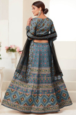 Digital Printed Silk Bluish Grey Lehenga