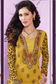 Black and Yellow Georgette Churidar Suit