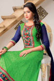 Blue and Green Churidar Suit with blue dupatta