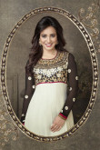 Black With White Georgette Churidar Suit