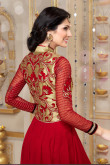 Gold and Red Georgette Churidar Suit