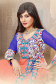 Blue and Pink Georgette Churidar Suit