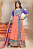 Blue and Pink Georgette Churidar Suit