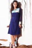 Printed Navy Blue Geogette Kurti Tunics