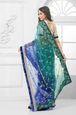 Blue Sky Net Saree With Velvet Art Silk Blouse
