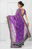 Purple Net Saree with Net Blouse