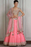 Trendy Pink Raw Silk Lehenga with Net Choli