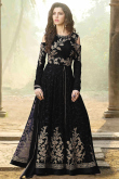 Attractive Black Dupion Silk Anarkalii Suit 