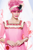Cream Pink Georgette Kurti