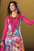 Pink Georgette Trouser Suit with Chiffon Dupatta