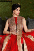 Red Net Anarkali Suit with Red Dupatta