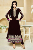 Dark Maroon Georgette Churidar Suit with Chiffon Dupatta