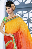 Red Yellow Georgette Saree with Art Silk Blouse