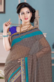 Chikoo Georgette Saree with Art Silk Blouse