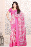 Pink Georgette Saree and Pink Blouse