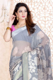 Grey Georgette Saree and Pink Blouse