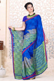 Blue Georgette Saree and Blue Blouse