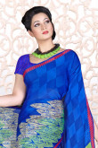 Blue Georgette Saree and Blue Blouse