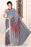 Grey Georgette Saree and Grey Blouse