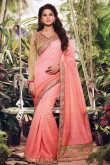 Pink Art Silk Saree with Blouse