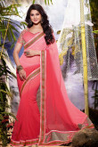 Pink Chiffon Saree with Pink Blouse