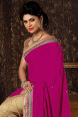 pink chikoo Jacquard Net Saree with Art Silk Blouse