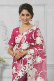 Pink Net Saree with Net Blouse