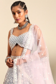 Dori Embroidered Mauve Chinnon Panelled Style Lehenga