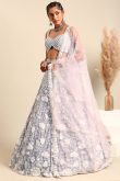 Dori Embroidered Mauve Chinnon Panelled Style Lehenga