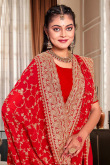 Dori Embroidered Red Georgette Heavy Saree