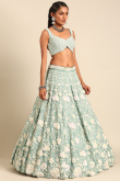 Dori Embroidered Seafoam Green Chinnon Panelled Style Lehenga