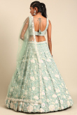 Dori Embroidered Seafoam Green Chinnon Panelled Style Lehenga