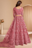 Dori Work Embroidered Net Dusty Pink Lehenga
