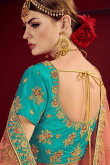 Dori Work Embroidered Satin Light Blue Lehenga