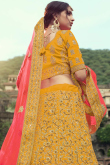 Dori Work Embroidered Satin Mustard Yellow Lehenga