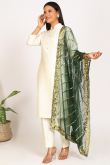 Dark Green Sequins Embroidered Net Dupatta 