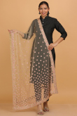 Light Peach Net Resham Embroidered Dupatta 