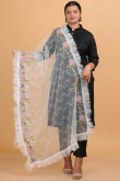White Net Resham Embroidered Dupatta 